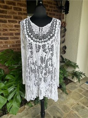 White Crochet Swim Cover-Up Dress